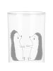 Mr. & Mrs. Panda Wasserglas Igel Liebe mit Spruch in Transparent