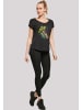 F4NT4STIC Long Cut T-Shirt Baum mit Blumen in schwarz