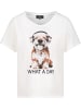 monari T-Shirt mit Hund-Print und Strasssteinen in Offwhite