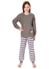 NORMANN Frottee Pyjama langarm Bündchen Schlafanzug Herz - 50641 in grau