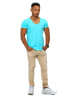 Joe Franks Joe Franks Joe Franks Herren Basic T-Shirts V-Neck DEEP in turquoise