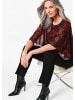 GOLDNER Kurzgröße:  Florale Printbluse, U-Boot-Ausschnitt in schwarz / rot / geblümt