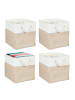 relaxdays 4 x Aufbewahrungskorb in Beige/ Weiß - (B)28 x (H)28 x (T)28 cm