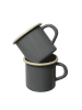 MARELIDA 2er Set Krüger Becher Blechbecher 0,35L emailliert D: 8cm grau creme