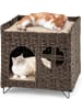 COSTWAY Katzenhaus aus PE-Rattan in Braun