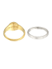 KUZZOI Ring 925 Sterling Silber Siegelring, Ring Set in Zweifarbig