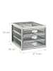 relaxdays Schubladenbox 3 Fächer in Silber - (B)27,5 x (H)23 x (T)35 cm