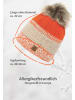 Faera Warme Strickmütze mit Bommel Thermo-Beanie in Orange