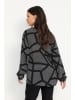 Kaffe Langarm-Bluse KAdebra Regular fit in Black / White Graphic Lines