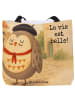 Mr. & Mrs. Panda Shopper Eule Frankreich Design mit Spruch in Weiß