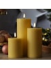 Uyuni 3x LED Kerzen PIA Rustik-Optik 3 Größen mit Batterien und Fernb in gelb