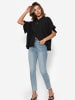 SASSYCLASSY Musselin Bluse mit Rüschensaum in Schwarz