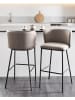 Beliani 2er-Set Barhocker MINA in Beige/Schwarz