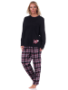 NORMANN Pyjama lang Karohose - 69309 in schwarz