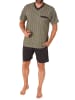 NORMANN kurzarm Schlafanzug Shorty Pyjama Streifen - 72034 in grau