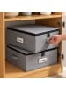 relaxdays 2 x Aufbewahrungsbox für Geschirr "Tassen" in Grau - (B)41,5 x (H)17 x (T)34 cm