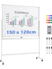 COSTWAY 150 x 120 cm Doppelseitiges mobiles Whiteboard in Weiß