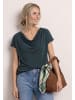 Street One Dropped Shoulder Shirt mit Wasserfall-Front in Grün