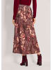 MADELEINE Eleganter Midirock mit floralem Design in brombeere / multicolor
