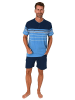 NORMANN kurzarm Schlafanzug Shorty Streifen - 80347 in blau