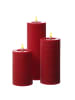 Adilina 3x LED Kerze LINA 3 Größen Echtwachs Rustik-Optik D: 7cm in rot