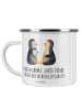 Mr. & Mrs. Panda Emaille Tasse Gastgeschenke Freude mit Spruch in Transparent