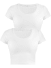 Janice 2 x Damen crop T-Shirt Nantes in Weiß