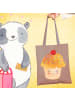 Mr. & Mrs. Panda Jutebeutel Cupcake ohne Spruch in Braun Pastell