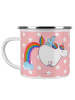 Mr. & Mrs. Panda Camping Emaille Tasse Einhorn Pegasus ohne Spruch in Rot Pastell