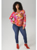 Aniston PLUS Langarmshirt in fuchsia-weiß-orangerot-gelb-türkis-hummer
