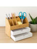 relaxdays Schreibtisch Organizer in Natur/Weiß - (B)24 x (H)19 x (T)14 cm