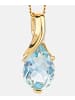 Diamant L'éternel Halskette mit Anhänger aus 375 Gelbgold mit Aquamarin
