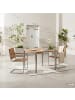home24 Essgruppe TEAKLINE 3-teilig Kombi B in Braun / Silber