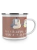 Mr. & Mrs. Panda Tasse Emaille Verlobung Schritt mit Spruch in Braun Pastell