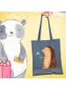Mr. & Mrs. Panda Shopping Tasche Igel Blumen ohne Spruch in Indigo Blue