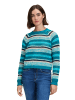 BETTY & CO Lochstrick-Pullover mit Rippbündchen in Petrol/Dark Blue
