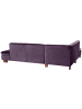 58 aufm Kessel ECKSOFA mit Ottomane links Kaye Bezug Samtvelours Buche nussbaum dunkel / purple