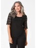 GOLDNER Viskose-Blusenshirt mit Spitze in schwarz