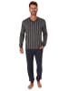 NORMANN Schlafanzug lang Pyjama Bündchen Kuschel interlock - 86874 in anthrazit