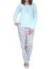 NORMANN Langarm Pyjama Schlafanzug Hose Animalprint Übergrößen in türkis