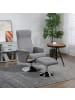 HOMCOM Relaxsessel mit Fußhocker in Grau 69L x 71B x 104H cm