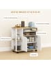 HOMCOM Küchenwagen-80L x 40B x 82H cm-Naturholz+Weiß
