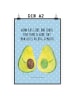 Mr. & Mrs. Panda Wandposter Avocado Pärchen mit Spruch in Blau Pastell