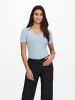 JACQUELINE de YONG Shirt 2er-Set Kurzarm V-Ausschnitt Stretch Oberteil in Blau