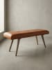 KADIMA DESIGN Sitzbank Ziegenleder / Massivholz Bank 117x51x38 cm im Retro Stil,