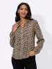 Sieh an! Langarm-Bluse in beige-schwarz-bedruckt