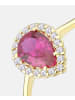 Vanlere Cluster-Ring aus 375 Gelbgold mit Zirkonia mit Rubin