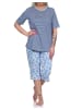 NORMANN Pyjama Schlafanzug kurzarm CapriHose und Spitze - 72678 in hellblau