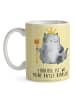Mr. & Mrs. Panda Kaffeetasse Katze König mit Spruch in Gelb Pastell