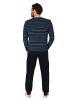 NORMANN Frottee Schlafanzug lang Pyjama RingelMuster - 82389 in marine